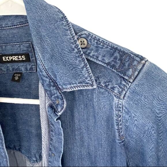 NWOT Express Chambray Button Down - Picture 5 of 9